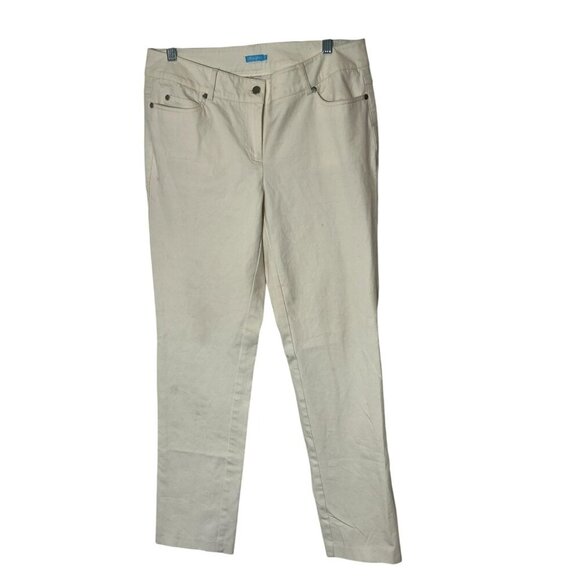 J. McLaughlin Ivory Straight-Leg Classic Five-Pocket Women's Pants Size 10 - Picture 2 of 11